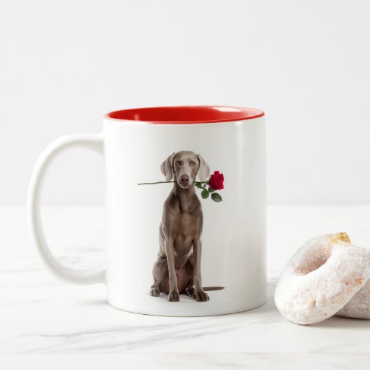 Tasse 2 Couleurs Amour de Weimaraner (Avec donut)