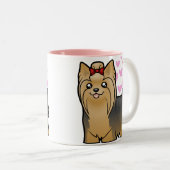 Tasse 2 Couleurs Amour de Yorkshire Terrier (longs cheveux avec (Devant droit)