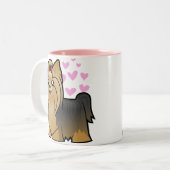 Tasse 2 Couleurs Amour de Yorkshire Terrier (longs cheveux avec (Devant gauche)