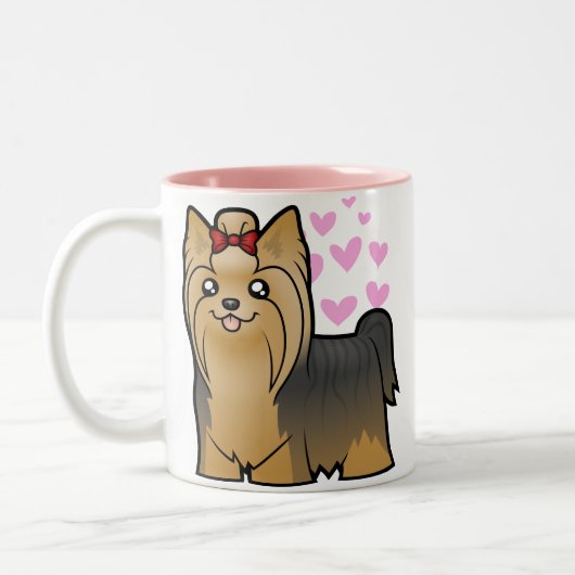 Tasse 2 Couleurs Amour de Yorkshire Terrier (longs cheveux avec (Gauche)