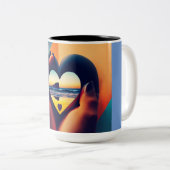 Tasse 2 Couleurs Amour du coeur (Devant droit)