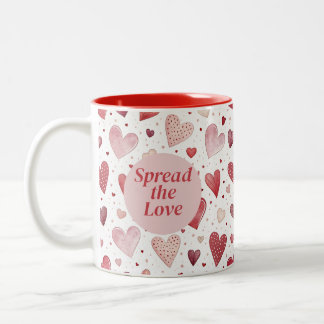 Tasse 2 Couleurs Amour en aquarelle - Motif du coeur lunaire