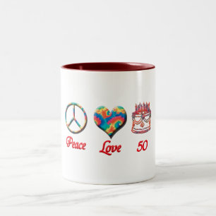 Tasse 2 Couleurs Amour et 50 de paix
