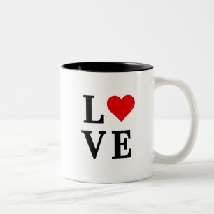 Tasse 2 Couleurs Amour et Coeur Minimaliste Élégant