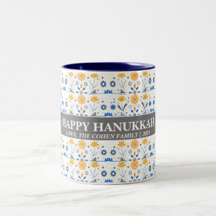 Tasse 2 Couleurs Amour et lumière Famille Hanoukka simple et élég
