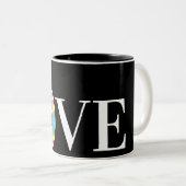 Tasse 2 Couleurs Amour moderne arc en ciel sur noir chic (Devant droit)