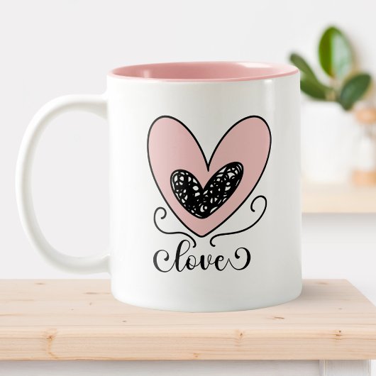 Tasse 2 Couleurs Amour moderne Coeurs mignons Joyeux Valentines Jou