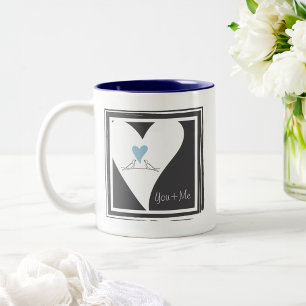 Tasse 2 Couleurs Amour Moderne Rustique Oiseaux Légers Cœur Bleu Cl