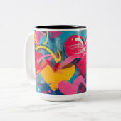 Tasse 2 Couleurs Amour urbain : Coeurs de graffitis (Devant gauche)