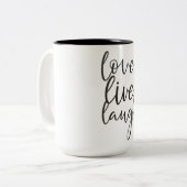 Tasse 2 Couleurs Amour, Vis, Rire (Devant gauche)