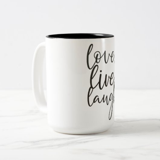 Tasse 2 Couleurs Amour, Vis, Rire (Devant gauche)