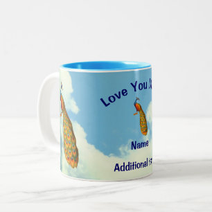 Tasse 2 Couleurs Amour Vous Maman Peacock Personnalisé