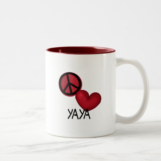 Tasse 2 Couleurs Amour YaYa de paix (Droit)