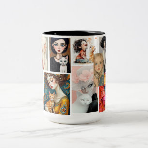 Tasse 2 Couleurs Amoureux de chats coupés Photo personnalisée