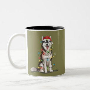 Tasse 2 Couleurs Amoureux de Husky Noël Sibérien Xmas Maman Chien 
