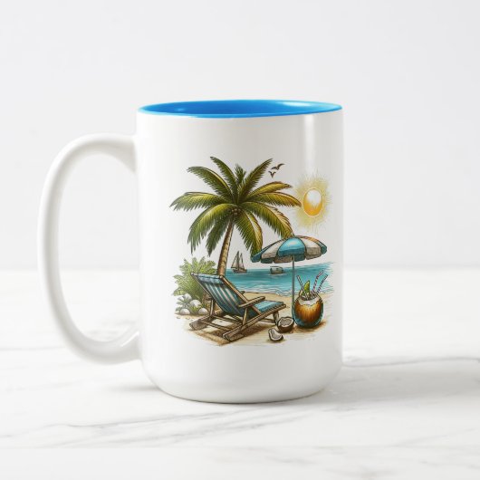 Tasse 2 Couleurs Amoureux de plage Grand (Gauche)