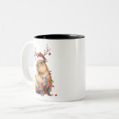 Tasse 2 Couleurs Amoureux des animaux Capybara Lumières Noël Cappy  (Devant gauche)
