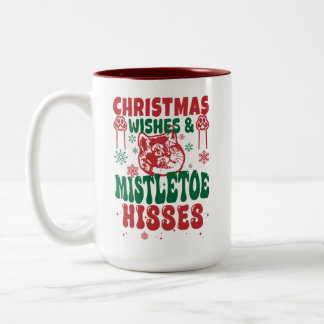 Tasse 2 Couleurs Amoureux des chats Noël Souhaite Mistletoe Hisses 