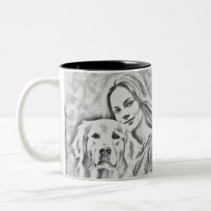 Tasse 2 Couleurs Amoureux des chiens photo personnalisé pour animal