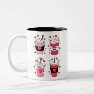 Tasse 2 Couleurs Amoureux du café Latte de la Saint-Valentin