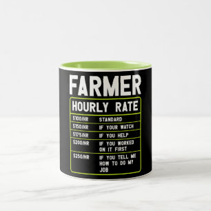 Tasse 2 Couleurs Amusant Agriculteur Taux Horaire Deux Tons Café Mu