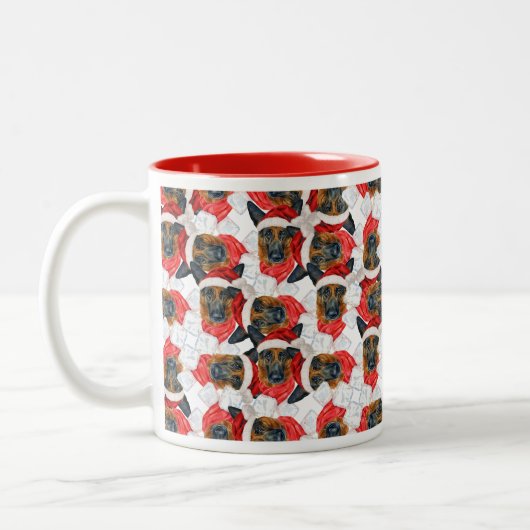 Tasse 2 Couleurs Amusant berger allemand Motif de Noël (Gauche)