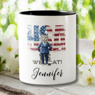 Tasse 2 Couleurs Amusant Cute Kamala Harris Chat Oui Nous Chat Élec
