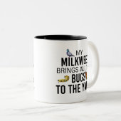 Tasse 2 Couleurs Amusant, l'algue amène des bogues au papillon du t (Devant droit)