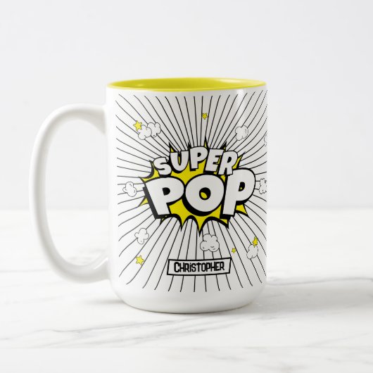 Tasse 2 Couleurs Amusant Simple SUPER POP! Blague sur le maïs souff (Gauche)