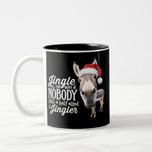 Tasse 2 Couleurs Amusants amateurs d'ânes de Noël Ferme Animaux de