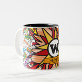 Tasse 2 Couleurs Amusants Moderne Nom de famille Monogramme Comédie (Devant gauche)