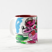 Tasse 2 Couleurs Amusement de caniche (Devant gauche)