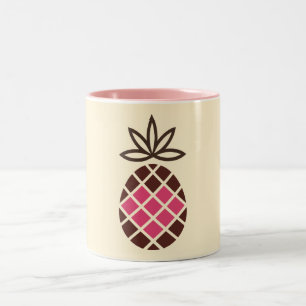 Tasse 2 Couleurs Ananas au chocolat au coeur rose