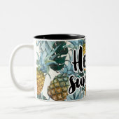 Tasse 2 Couleurs Ananas et Feuilles tropicaux Bonjour été (Gauche)