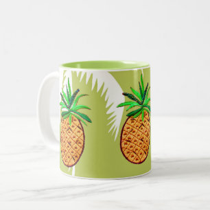 Tasse 2 Couleurs Ananas tropicale et Fronds de palme