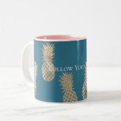 Tasse 2 Couleurs Ananas turquoise Blue Gold Glam (Devant gauche)