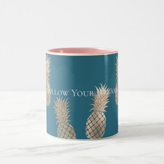 Tasse 2 Couleurs Ananas turquoise Blue Gold Glam (Centre)