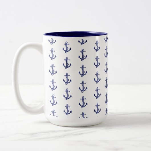 Tasse 2 Couleurs Ancrage bleu et blanc (Gauche)