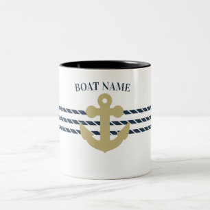 Tasse 2 Couleurs Ancre de bateau nautique, corde
