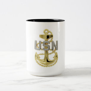 Tasse 2 Couleurs Ancre de café de l'officier en chef de la marine a