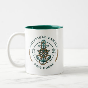 Tasse 2 Couleurs Ancre de maison flottante roue de bateau personnal