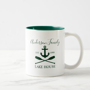 Tasse 2 Couleurs Ancre Nautical Lake House Oars Family Green