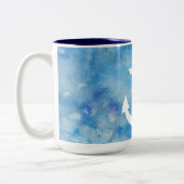 Tasse 2 Couleurs Ancre nautique d'aquarelle blanche bleue Girly (Gauche)