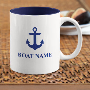Tasse 2 Couleurs Ancre nautique de nom de bateau