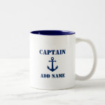 Tasse 2 Couleurs Ancre vintage Blue Captain Ajouter un nom Nom de b<br><div class="desc">Ancre vintage Blue Captain Ajouter un nom ou un nom de bateau Café Mug</div>