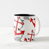 Tasse 2 Couleurs Ancres rouges (pour) (Devant droit)