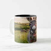 Tasse 2 Couleurs Âne du matin heureux (Devant gauche)