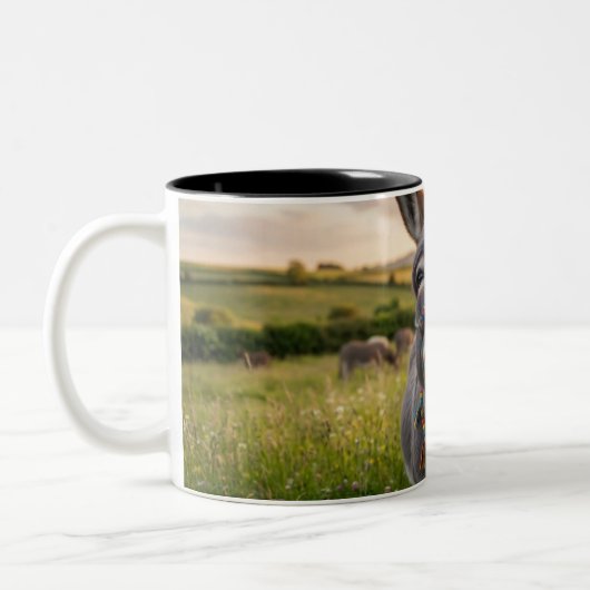 Tasse 2 Couleurs Âne du matin heureux (Gauche)