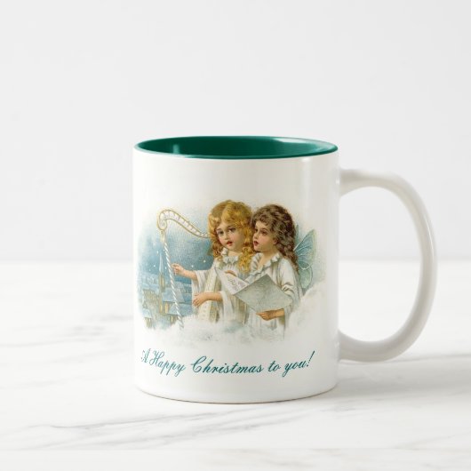 Tasse 2 Couleurs Anges de Noël de chant (Droit)