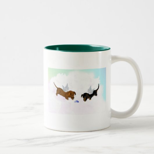 Tasse 2 Couleurs Anges de teckel (Droit)